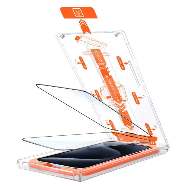 Mobile Origin Orange Screen Guard iPhone 15 with easy applicator, 2 pack 3