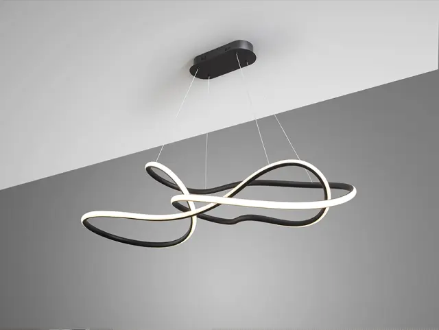 EVANIA Big Lamp Matt Black – Κρεμαστό Φωτιστικό LED 85W με Dimmer & Remote Μαύρο 2