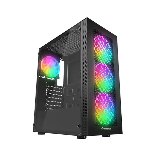 Rampage PC Case PLAID V1 RGB Midi Tower Black (PLAIDV1)