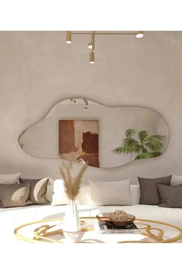 Stewehome Ασύμμετρος καθρέφτης τοίχου από γυαλί Γκρι 50x157x50 cm