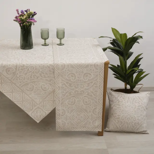 Τραπεζοκαρέ Dimeco Capri Beige 140x140 - 140 x 140