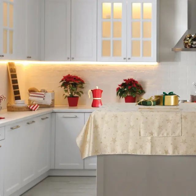 Ράνερ 45Χ140 Χριστουγεννιάτικο Das Home 0717 Μπεζ 100% Πολυέστερ 2