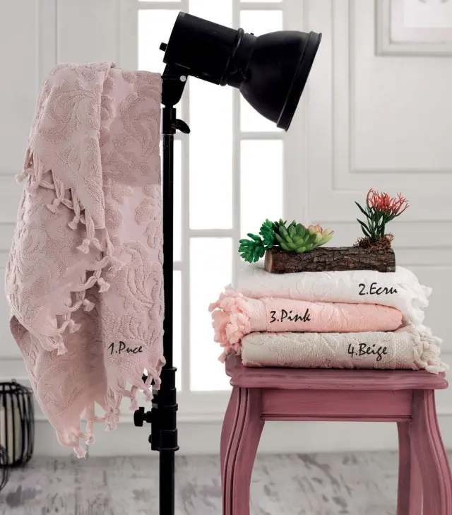 Beauty Home Πετσέτα μπάνιου ζακάρ με δετό κρόσι Art 3180 σε 4 αποχρώσεις 70x140 Σάπιο Μήλο