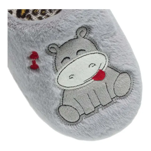 Parex Γυναικείες Παντόφλες Lovely Hippo, Χρώμα Γκρι 3