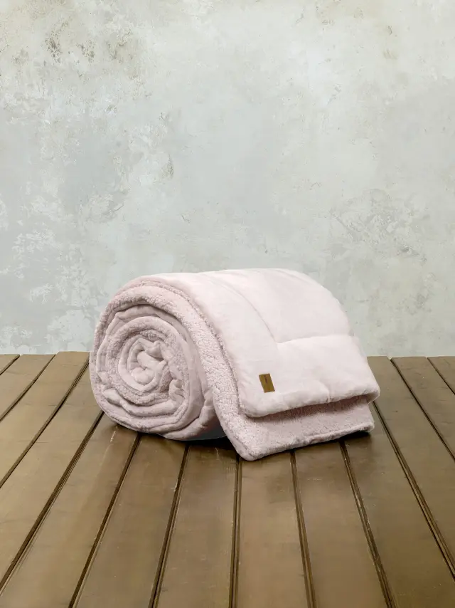 Κουβερτοπάπλωμα 220x240 Υπέρδιπλο Flannel-Fleece 710gsm Nima Cira 100% Πολυέστερ- Nude Pink 2