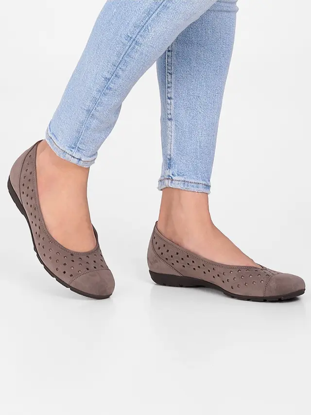 Gabor Μπαλαρίνες Γυναικείο δέρμα Nubuck Γκρί GAB/64169 19-WALLABY 2