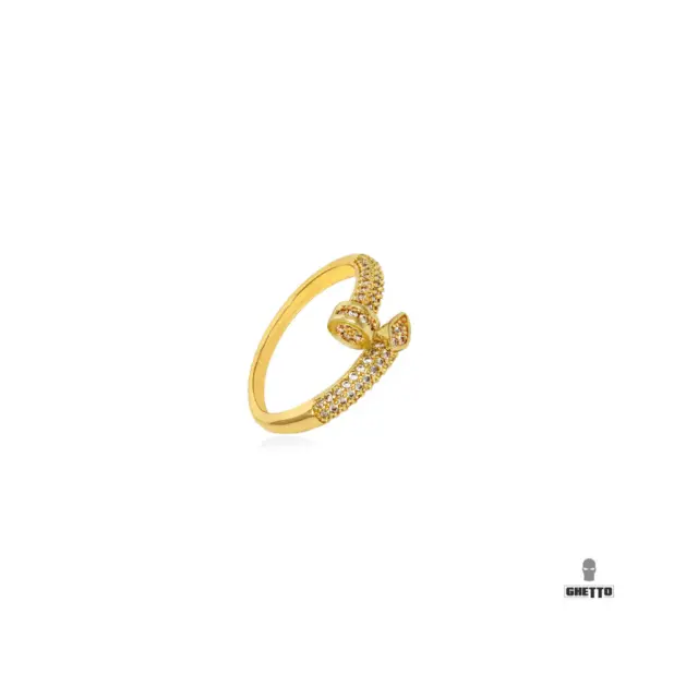 Ghetto Nail Ring Iced Out Crystal Gold