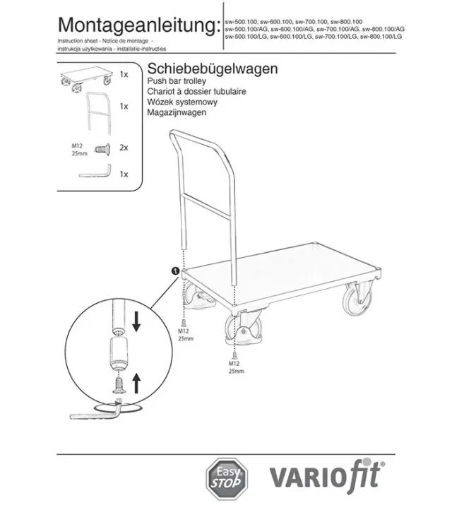 Variofit sw-500.100 Τρόλεϊ Μεταφοράς για Φορτίο Βάρους ως 400kg 2