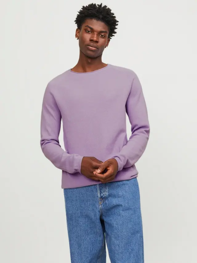 JJEHILL KNIT CREW NECK NOOS Purple Rose 2