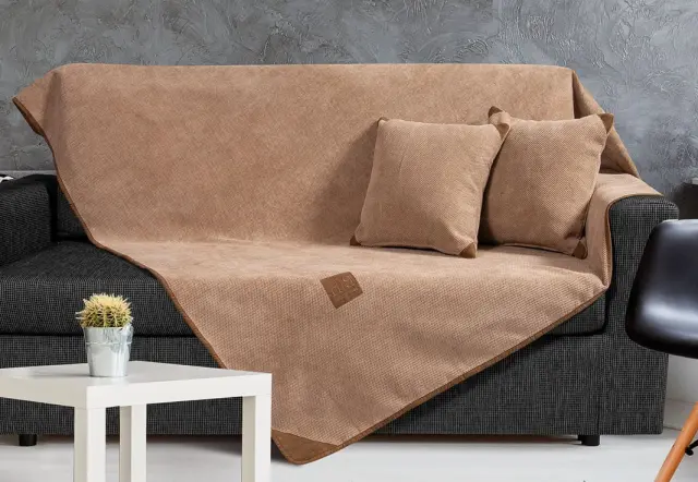 Ριχτάρια Σετ 3 Τεμ 180x170-180x250-180x300 Beauty Home Camel Art 8241 Μπεζ Microvelour