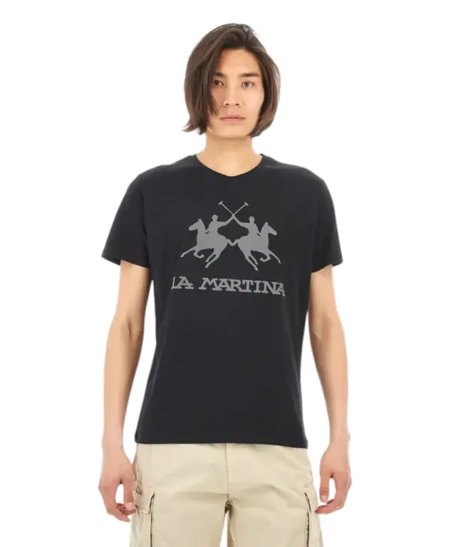 La Martina - Ανδρικό T-Shirt Regular Fit CCMR05-JS206-09999 Mαύρο
