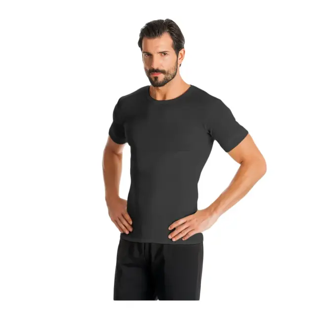Classic Ανδρική Κοντομάνικη Φανέλα Merino Μάλλινη Minerva - Μαύρο