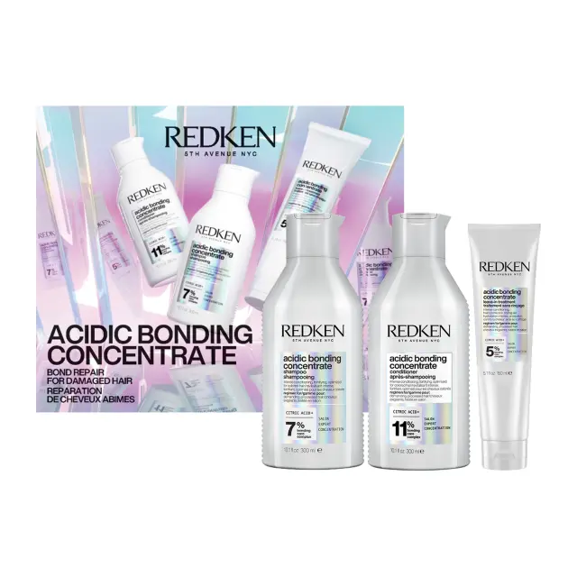 Redken Acidic Bonding Concentrate Holiday Set (Shampoo 300ml, Conditioner 300ml, Leave-In Teatment 150ml)
