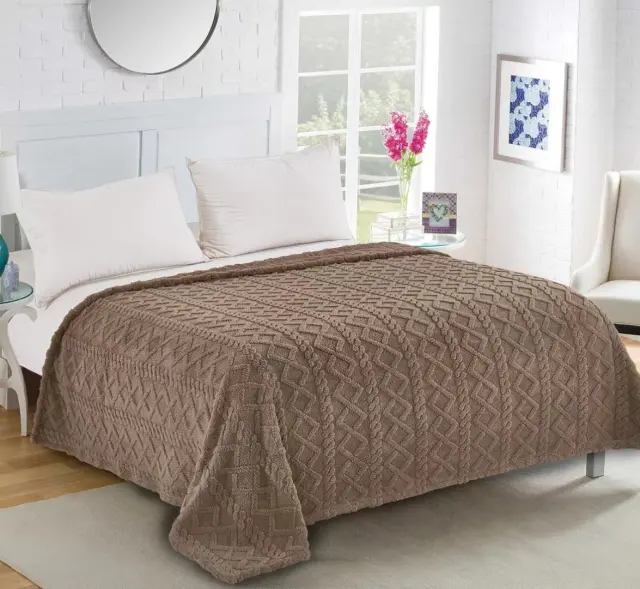 Fleece knitted (160cm x 220cm) σοκολά - -