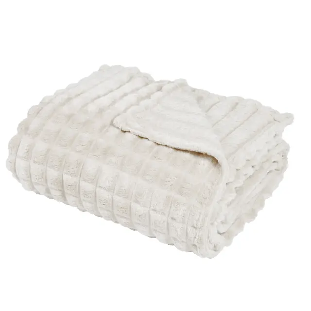 Κουβέρτα 160x220 Μονή 330gsm Fleece Das Home 1386 White 100% Πολυέστερ 3