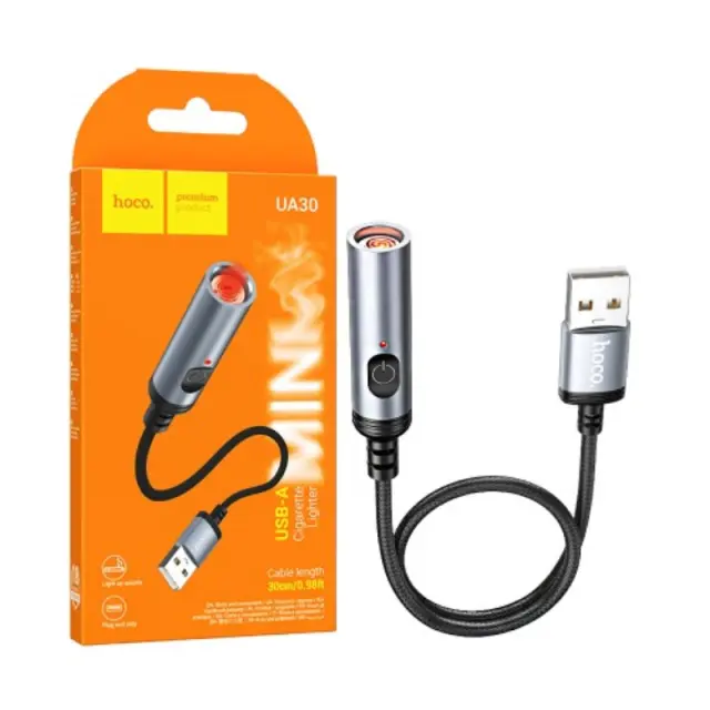 HOCO cigarette lighter for USB A UA30 0,3 m black