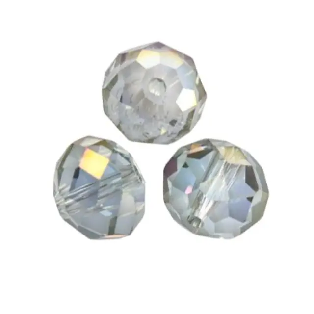 Χάντρα Γυάλινη Silver Shade AB - Briolette 8mm - 10τεμ