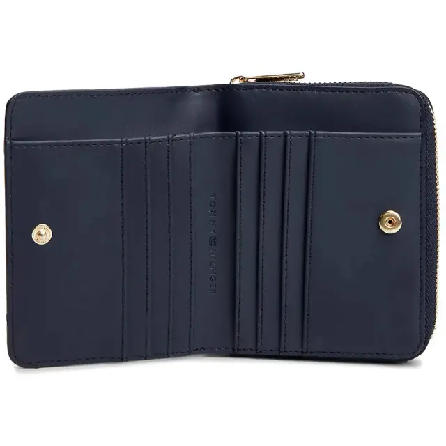 Tommy Hilfiger Γυναικείο Μεσαίο Πορτοφόλι TH Icon Medium Zip-Around With Flap Corp Σκούρο Μπλε 3