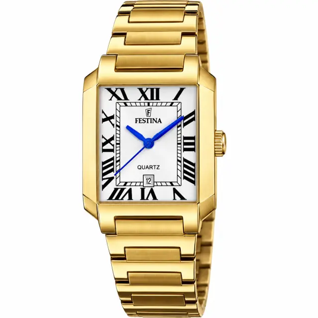 Γυναικείο Ρολόι Festina On The Square F20680/1 Χρυσό με Μεταλλικό Μπρασελέ