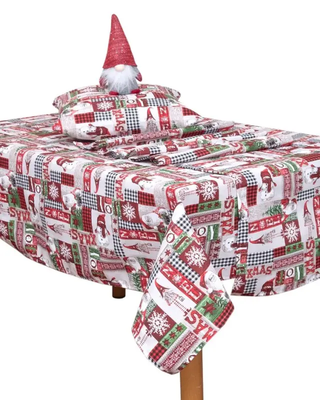 Καρέ 85x85 Christmas Viopros 4454 Εκρού 70% Βαμβάκι-30% Πολυέστερ