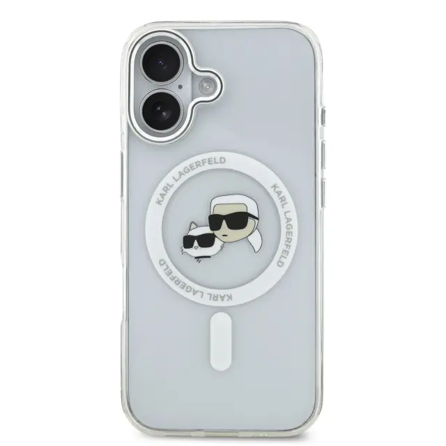 Karl Lagerfeld IML K&CH Heads Metal Frame MagSafe Case for iPhone 17 Transparent 3