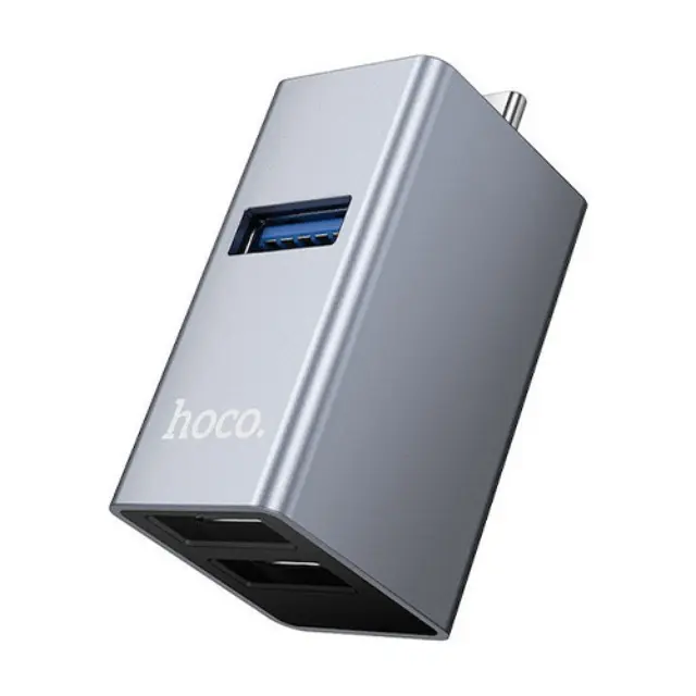 Hoco Hub 3 Θυρών USB 3.0 με σύνδεση USB-C Γκρι HB54A