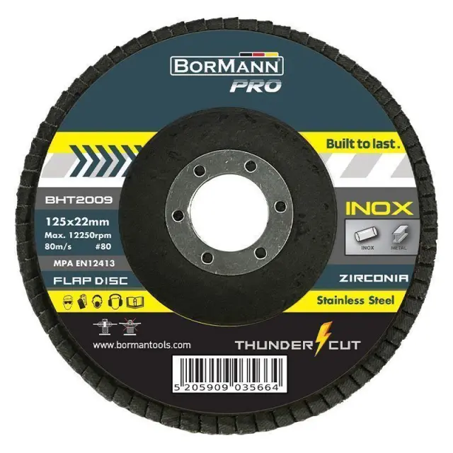 Bormann Pro BHT2009 Δίσκος Λείανσης ”THUNDER-CUT” Inox με Φυλλαράκια Φ125x22 #80 (035664)