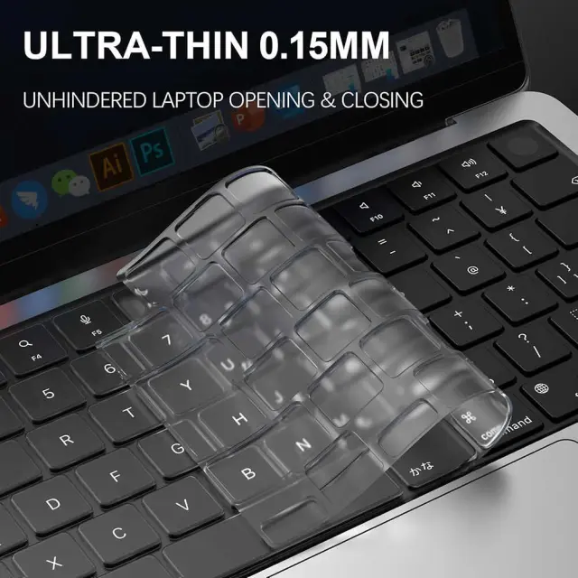Techsuit - Premium Keyboard Cover PureTypeX (KC1) - Ultra Thin, for MacBook Pro 14 (2021-2024)/ Air 13/15 (2022-2025) - Clear 2