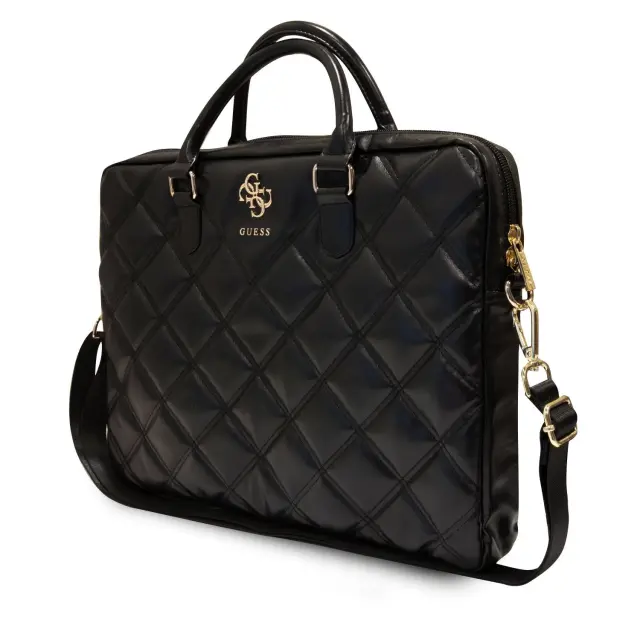 Guess PU Quilted 4G Metal Logo Computer Bag 15/16" Black 2