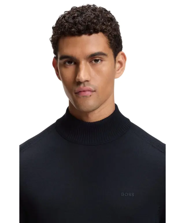 Hugo Boss - Ανδρικό Πλεκτό Πουλόβερ Avac_M1 50578016-404 Σκούρο Μπλε 3