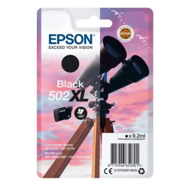 Epson 502XL Γνήσιο Μελάνι Εκτυπωτή InkJet Μαύρο (C13T02W14010)