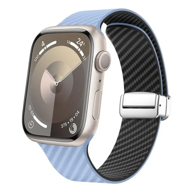 Carbon Fiber Λουράκι Σιλικόνης για Apple Watch 38/40/41/42(series 10/11/12)mm- Light Blue/ Black OEM