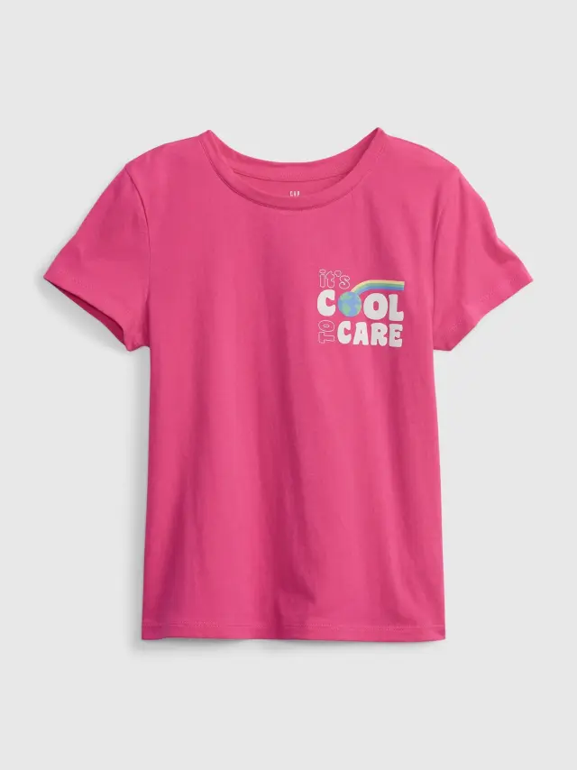 Ροζ Παιδική 100% Οργανικό Βαμβάκι Graphic Μπλούζα STANDOUT PINK - XS