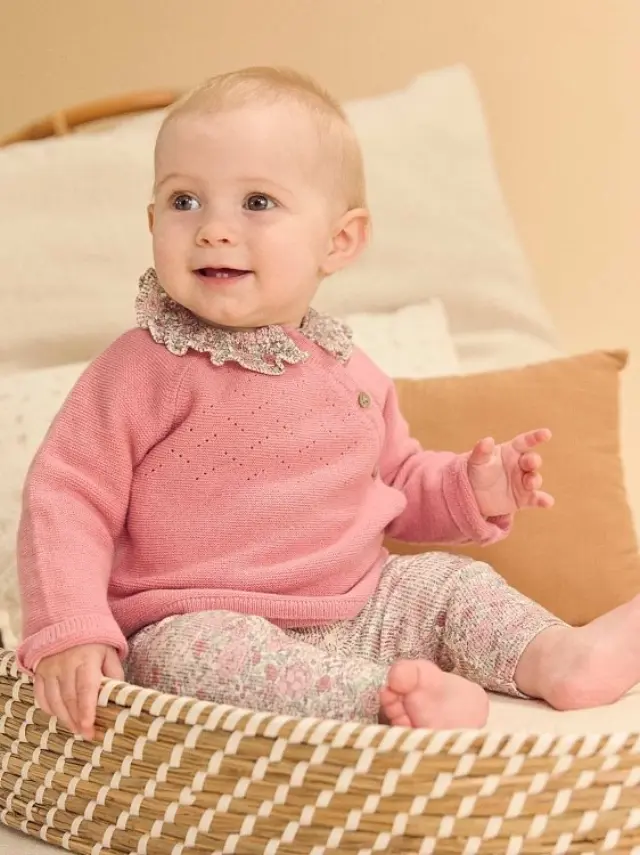 Βρεφικό Σετ για Κορίτσια Floral Knit ΡΟΖ 2