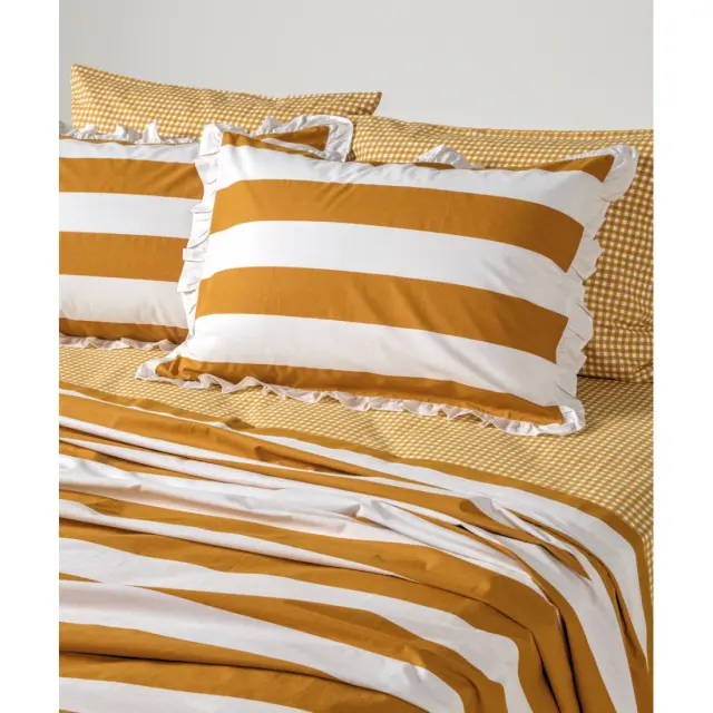 Σετ Σεντόνια Υπέρδιπλα 4 Τεμαχίων Kentia Iokasti 03 Mustard-White 240x270 2