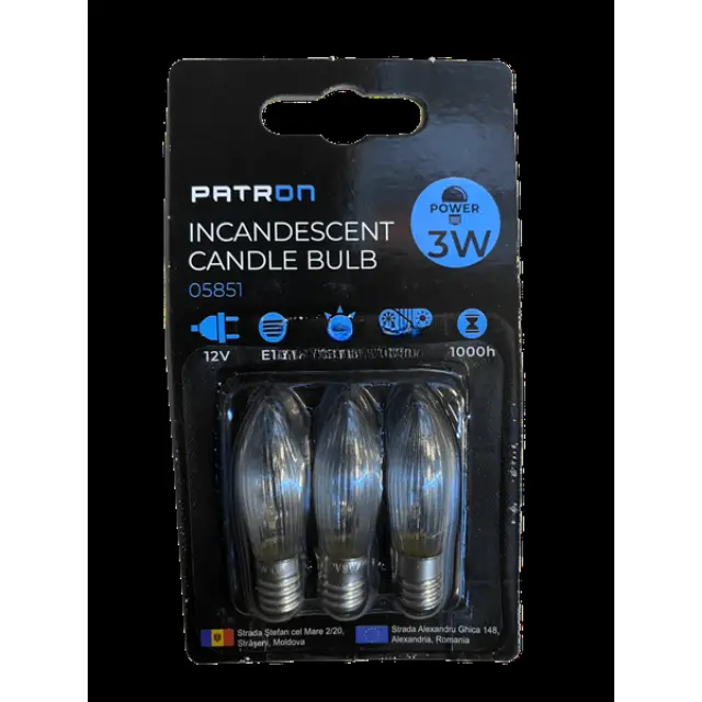 Incandescent Candle Bulb 3W E10 C6 12V Clear