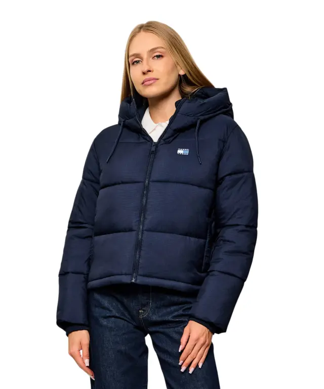 Tommy Hilfiger - Γυναικείο Αδιάβροχο Μπουφάν Πουπουλένιο Ripstop Hooded Puffer Regular Fit DW0DW21625-C1G Μπλε Ναυτικό