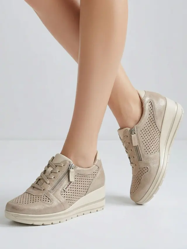 Mephisto Sneakers Γυναικείο δέρμα Μπεζ MEP/ABBY PERF PLATINUM 2