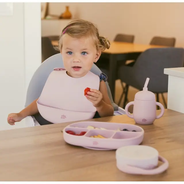 Interbaby Αντιολισθητικό Πιάτο Σιλικόνης Με Θήκες Και Καπάκι Olive Green 2