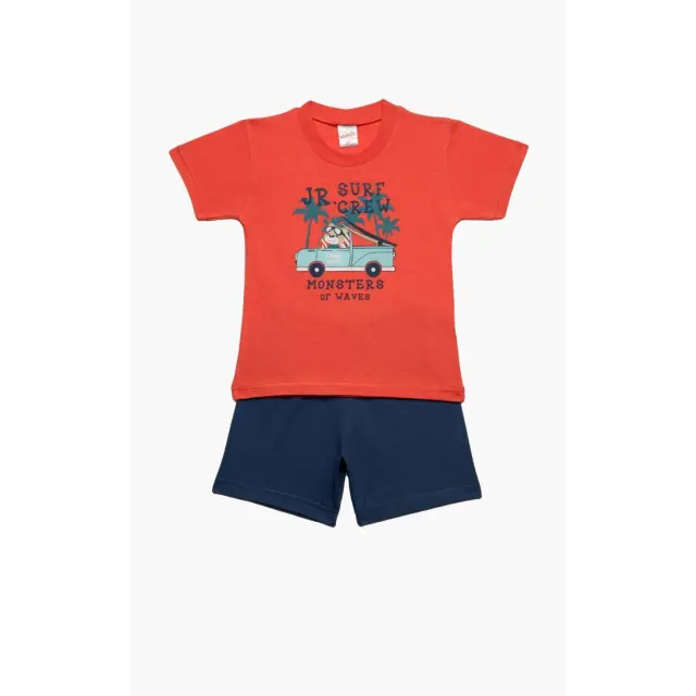 Πυτζάμα Βρεφική Καλοκαιρινή Minerva Surf Crew Κοραλί No 3 61946-471 2