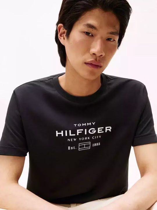Tommy Hilfiger Μαύρο T-shirt με λαιμόκοψη Μαύρο 3