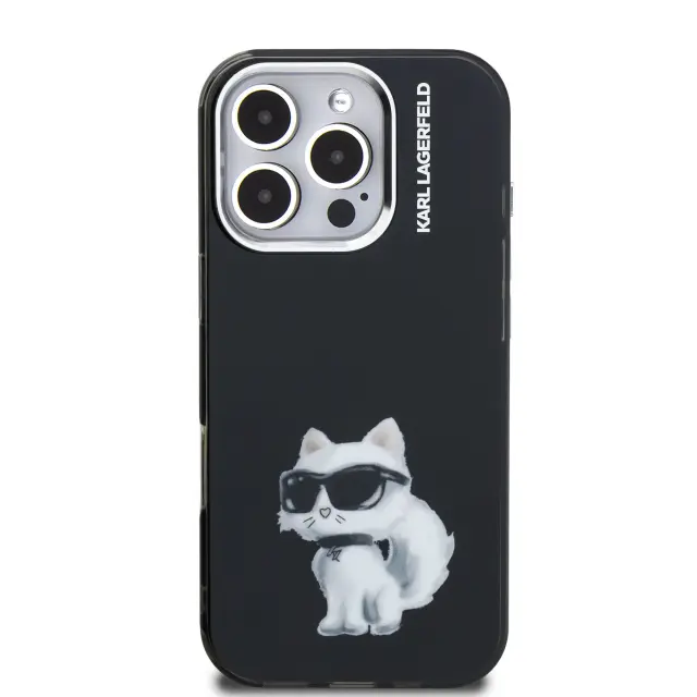 Karl Lagerfeld IML Aquarelle Choupette Case for iPhone 16 Pro Black 3