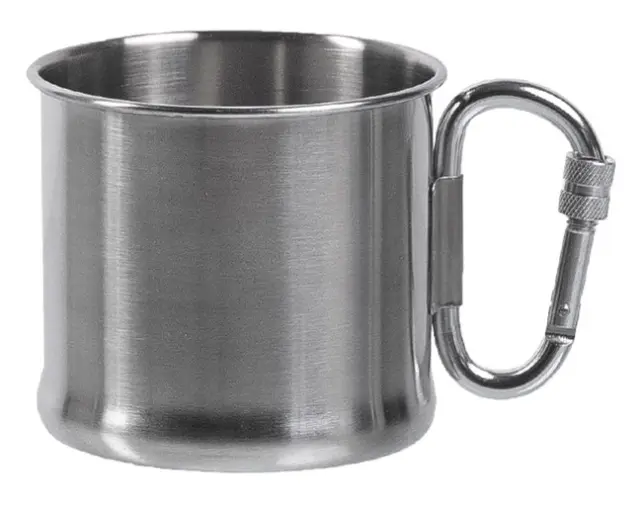 Mil-Τec Stainless Steel Carabiner Cup 500ml Blank-Κούπα Carabiner από Aνοξείδωτο Ατσάλι - 02-Silver- Ασημί