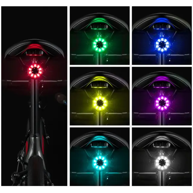 Rockbros Q1 Πίσω Φως Ποδηλάτου 7 Χρωμάτων LED + Καλώδιο USB-C - USB-A - Μαύρο 3
