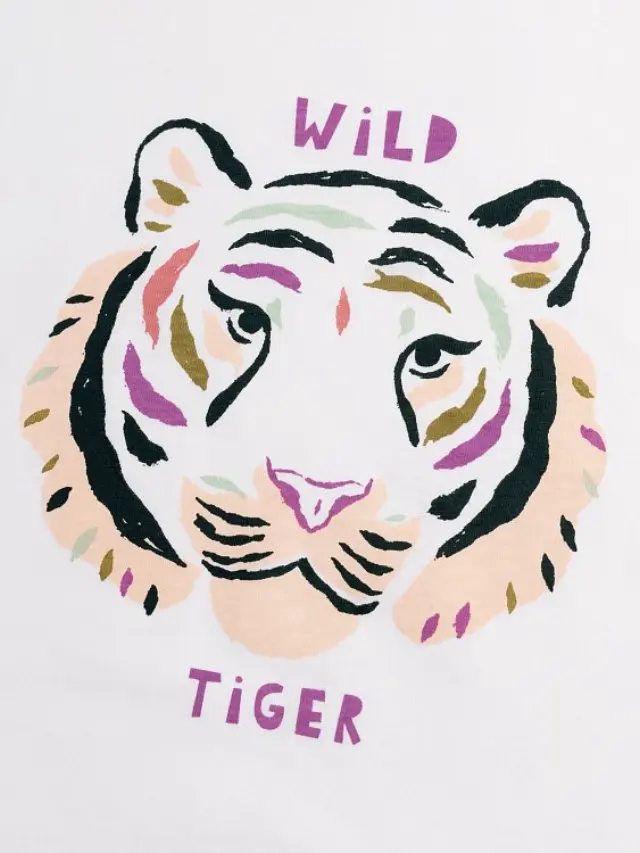 Παιδική Μπλούζα για Κορίτσια Wild Tiger ΛΕΥΚΟ 2