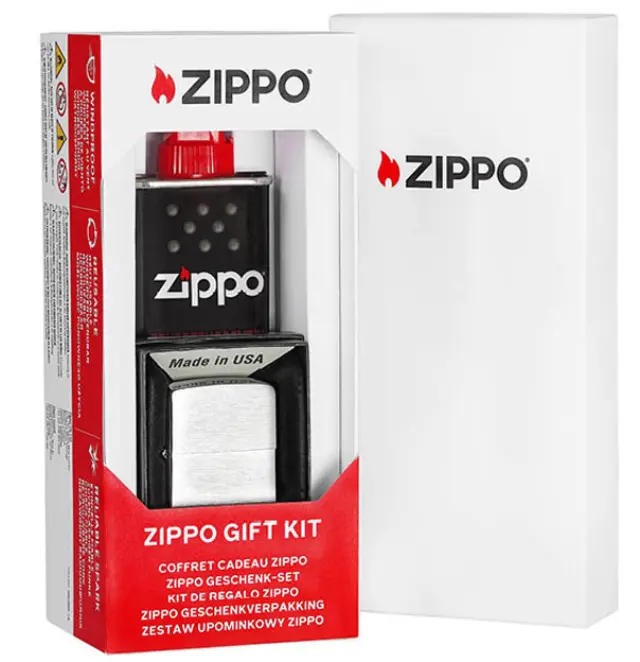 Zippo Σετ Δώρου με Αναπτήρα 200 Brushed Chrome & Ζιπέλαιο 125ml