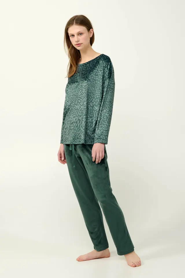 Γυναικεία Φόρμα Βελουτέ Σετ Vamp 23101 GREEN TEAL