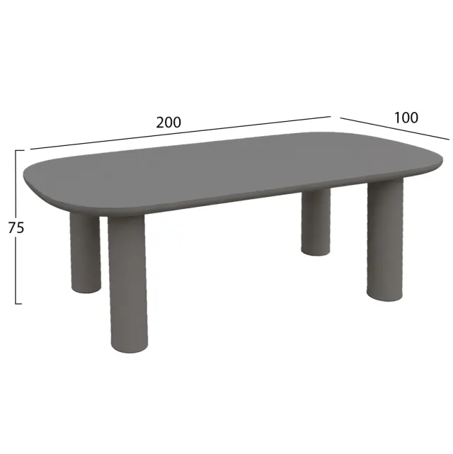 ΤΡΑΠΕΖΙ ΤΡΑΠΕΖΑΡΙΑΣ FB96597.01 ΓΚΡΙ FIBER CEMENT 200x100x75Υεκ 2