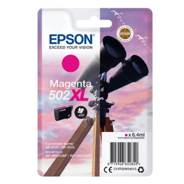 Epson 502XL Γνήσιο Μελάνι Εκτυπωτή InkJet Ματζέντα (C13T02W34010)