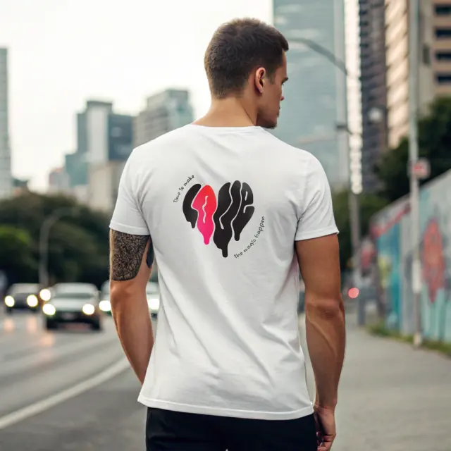 T-shirt Noshame® Λευκό με τύπωμα Graffiti Heart - 122471 - XXL